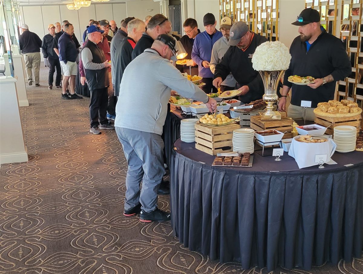 CRMA members at the buffet after the 2023 golf outing